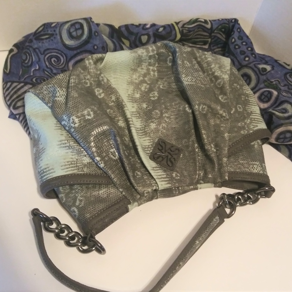 Aqua & Brown Faux Python Simply Vera Wang Handbag